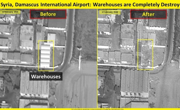 מחסני תחמושת: תצלומי לוויין מההריסות בעקבות התקיפה בדמשק