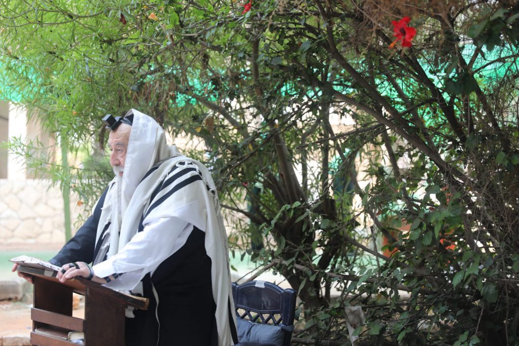 צפו: הגר"מ גריינמן שומע קריאת התורה בחצר ביתו צפו: הגר"מ גריינמן שומע קריאת התורה בחצר ביתו