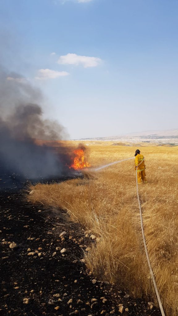 צוותי כיבוי פועלים כעת בשריפה בבעקת הירדן בין ברוש למחולה ביו"ש - מטוסי כיבוי הוזנקו