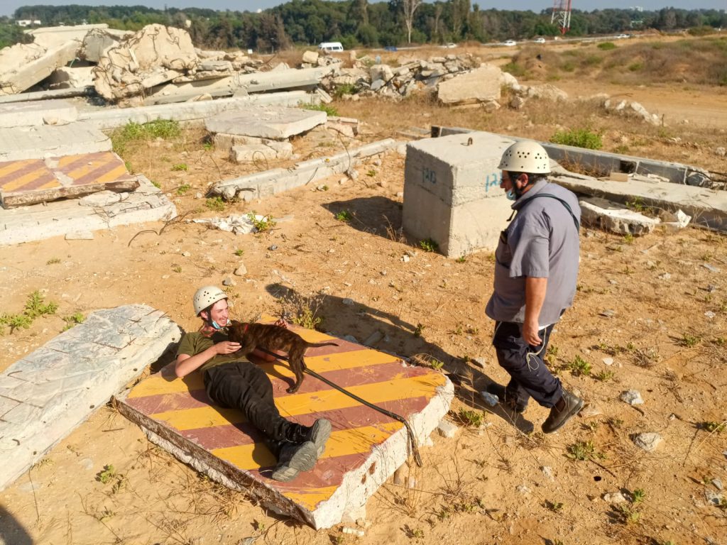 תיעוד: רעידת אדמה בישראל בצל הקורונה, יחידת הכלבנים בתרגיל