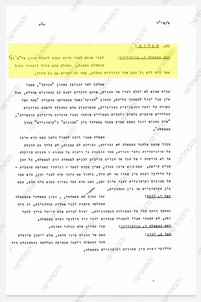 הפרוטוקול נחשף: ישיבת הממשלה בראשות דוד בן גוריון ביום הלווית ה'חזון איש' • נדיר