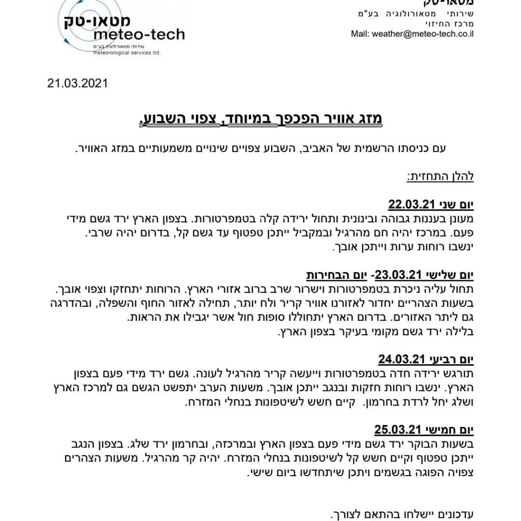 מזג האוויר הפכפך: שרב ביום קר בלילה, סופ"ש גשום