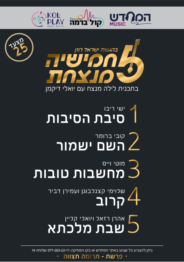 חמישיה מנצחת 'התוצאות' - פרשת ויקהל פקודי - מצעד 25