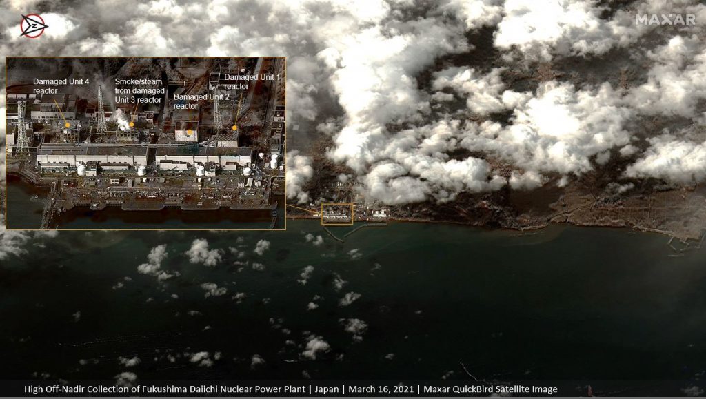 10 שנים אחרי: נחשפו תמונות הלווין בזמן אמת של כורי האטום בפוקושימה