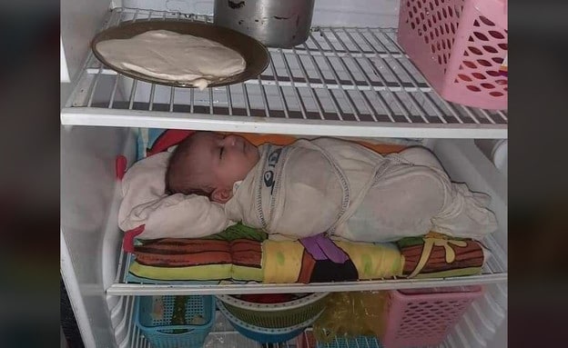 תינוקות במקררים ביתיים בגלל החום הכבד