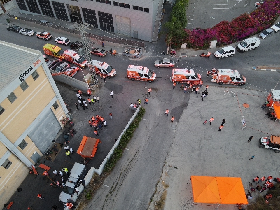 תיעוד: תרגיל שריפה במרכז הלוגיסטי של 'איחוד הצלה'