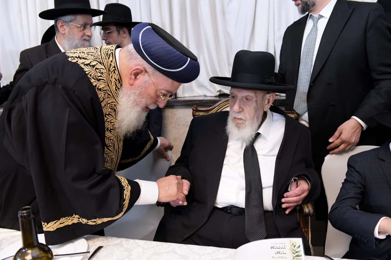 בר מצוה לנין נשיא המועצת וראש הישיבה - גדולי ישראל הגיעו לברך