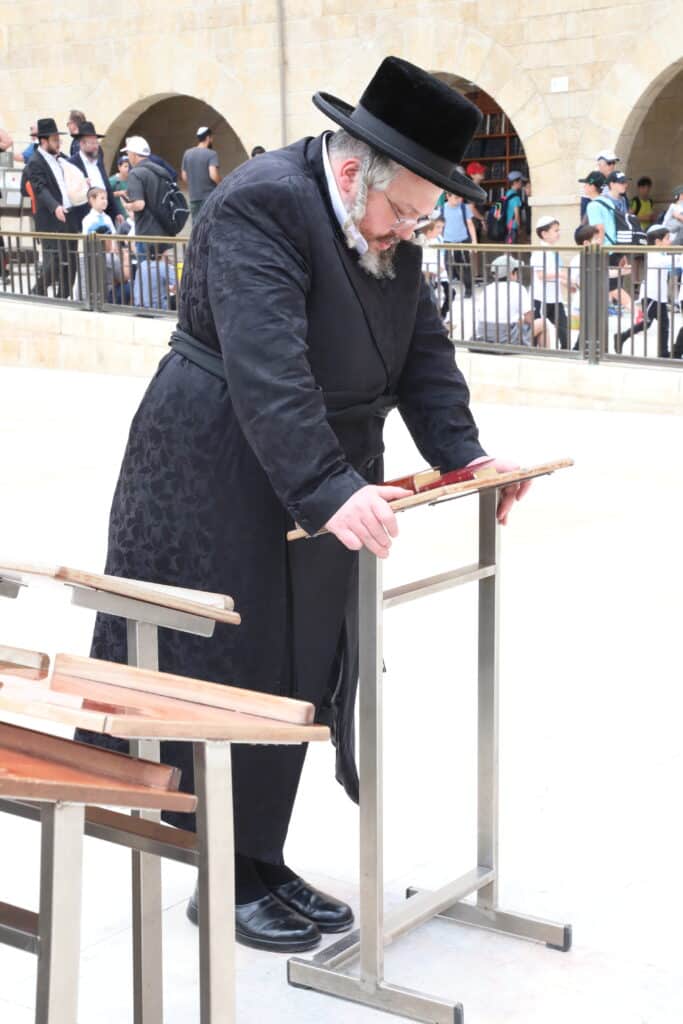 הרה"צ מבעלזא בתפילה בכותל המערבי