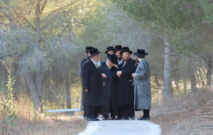 במהלך המנוחה: האדמו"ר מתולדות א"י שוחח עם הח"כ לשעבר