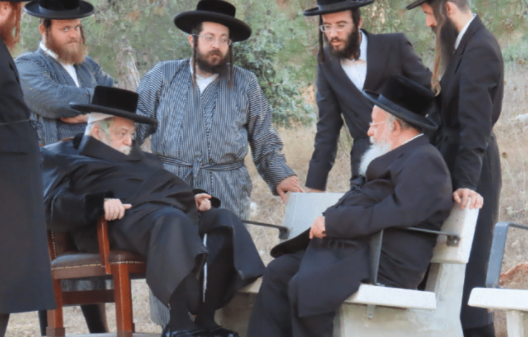 במהלך המנוחה: האדמו"ר מתולדות א"י שוחח עם הח"כ לשעבר