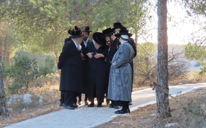 במהלך המנוחה: האדמו"ר מתולדות א"י שוחח עם הח"כ לשעבר