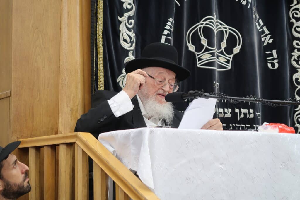 הגרמ"צ ברגמן במשא חיזוק בהיכל ישיבת מיר