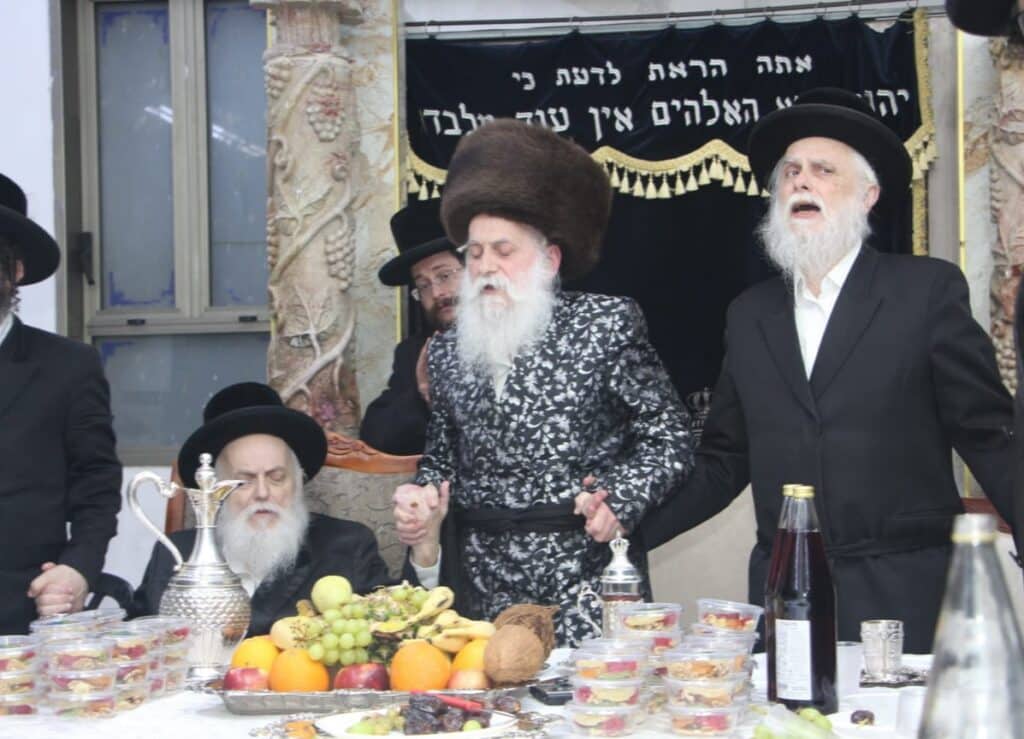 גלריה: האדמו"ר מבוטשאן בעריכת שולחנו לרגל ט"ו בשבט