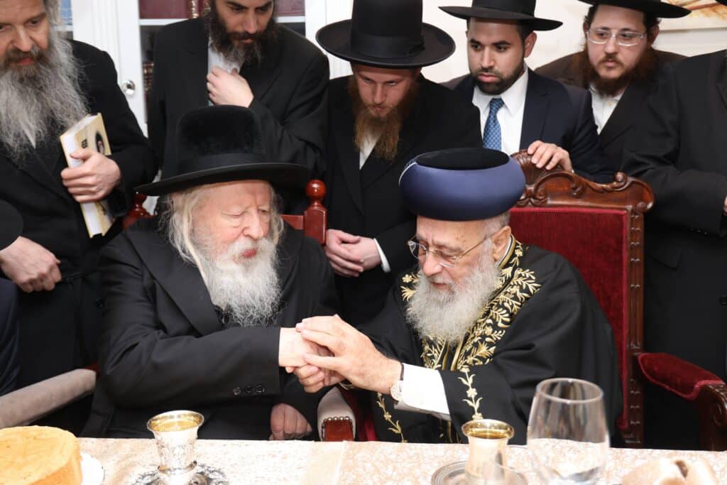 אדמו"רים ורבנים בשמחת שבע ברכות המרכזית לנכדת הראשל"צ