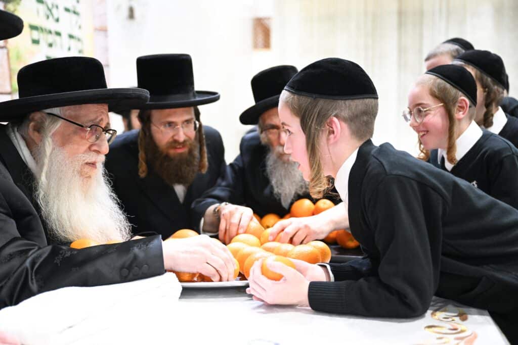 תלמידי הכיתות הגבוהות בצאנז עברו להתברך מהאדמו"ר