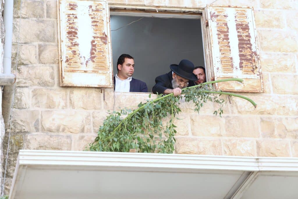 תיעוד: מרן ראש הישיבה הגר"מ צדקה מסכך את סוכתו