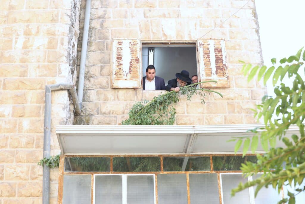 תיעוד: מרן ראש הישיבה הגר"מ צדקה מסכך את סוכתו