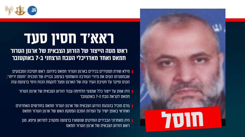 במהלך השבת: מספר 2 בחמאס ואדריכל 'חומת יריחו' - חוסל