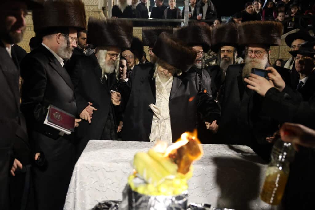 גלריה: האדמו"ר מטעמעשוואר שבת במירון וערך חלאק'ה לנינו