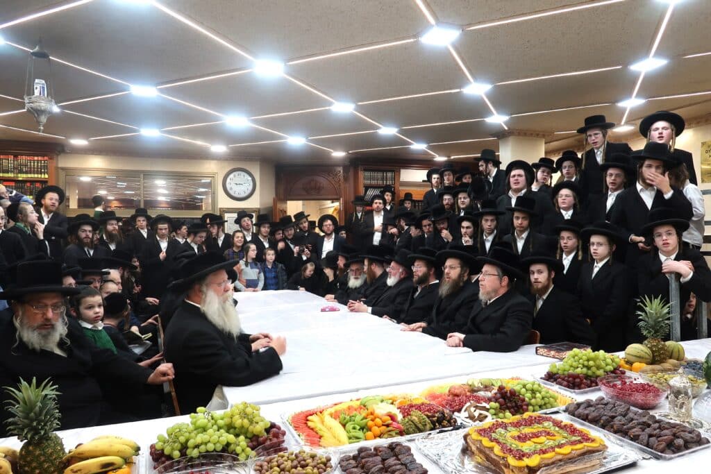 מעמד הטיש בט"ו בשבט בחצר הקודש קאמרנא - צפו בגלריה