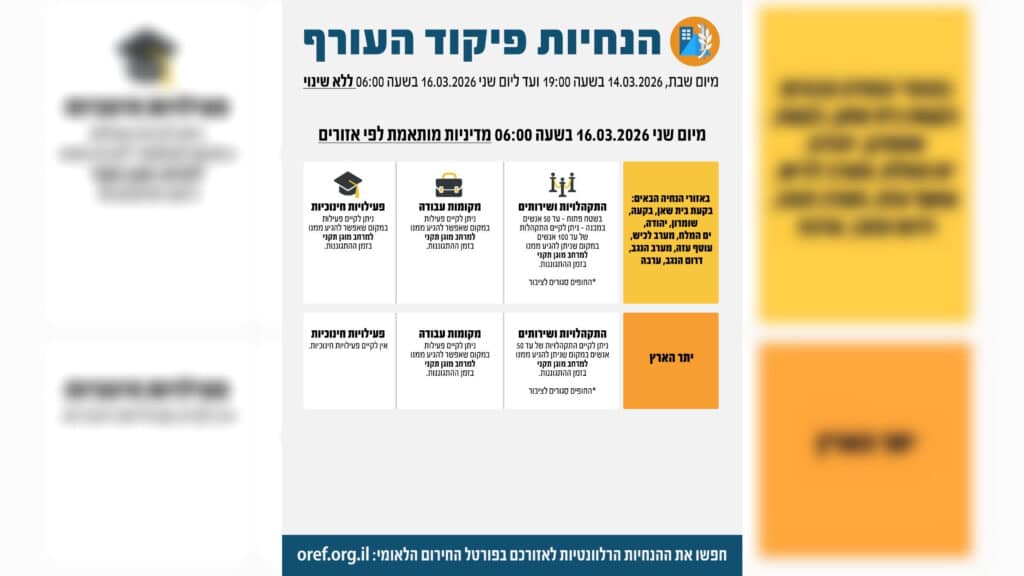 פיקוד העורף מקל את ההנחיות: חזרה הדרגתית ללימודים