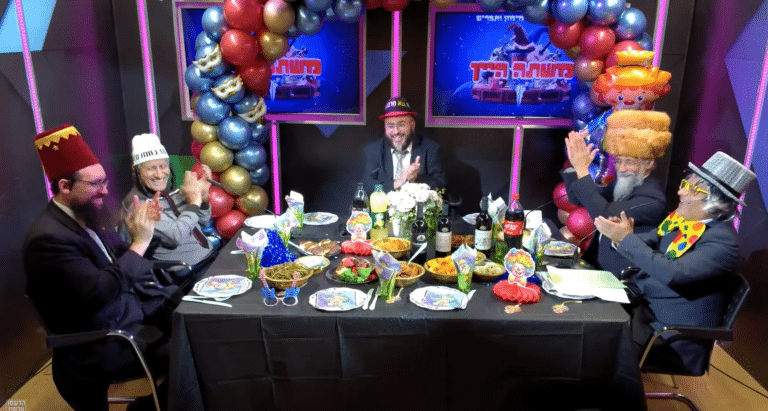 חייב איניש: שר השמחה עמי מימון והחברים במשתה פורים