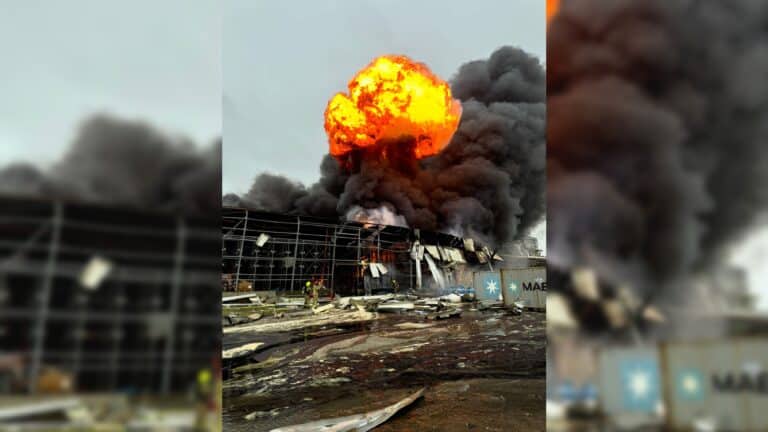 תיעודים משריפת הענק במפעל ברמת חובב שנפגע מרסיס