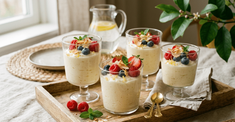 חגיגה של טעמים וצבעים: מוס לימון-קוקוס אוורירי עם פירות יער