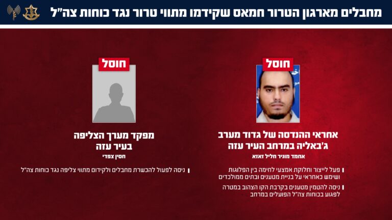 חוסלו אחראי המטענים ומפקד מערך הצליפה של חמאס
