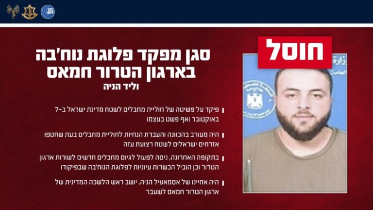 האחיין של הניה שפיקד על החטיפות ב-7 באוקטובר חוסל