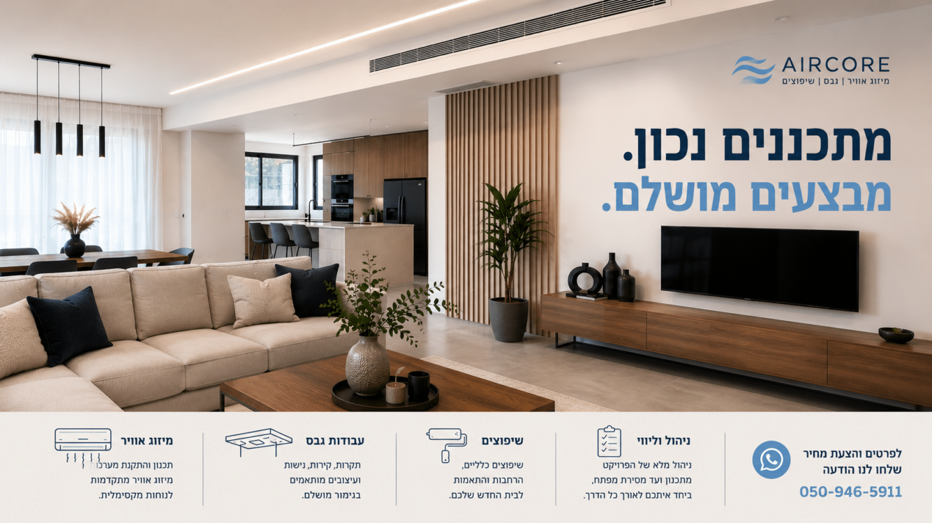 מיזוג, גבס ושיפוץ: כך מנהלים פרויקט נכון מההתחלה