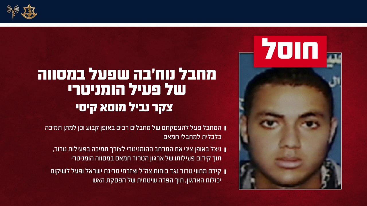 מחבל הנוח'בה שהיה בקשר עם ההנהגה הטורקית חוסל ברצועה