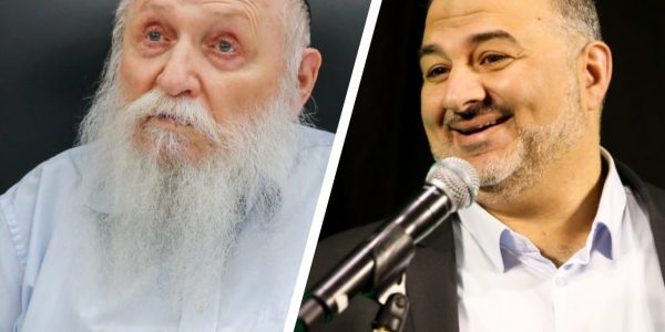 יו"ר רע"מ מנסור עבאס וזקן רבני הציונות הדתית הרב חיים דרוקמן // צילום: פלאש 90