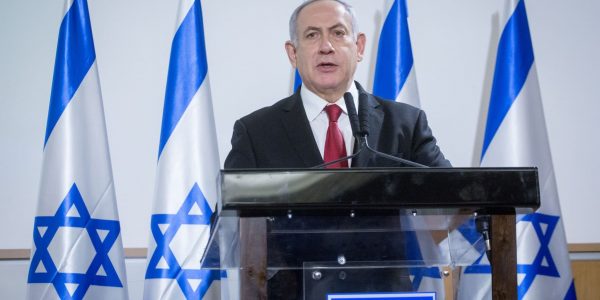 נתניהו בהצהרה מהקריה בתל אביב // צילום: פלאש 90