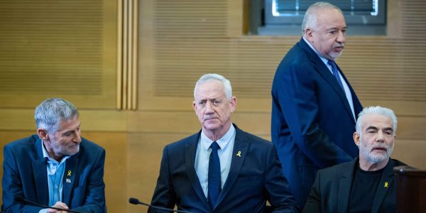לפיד, גנץ, גולן וליברמן. צילום: יונתן זינדל/פלאש 90