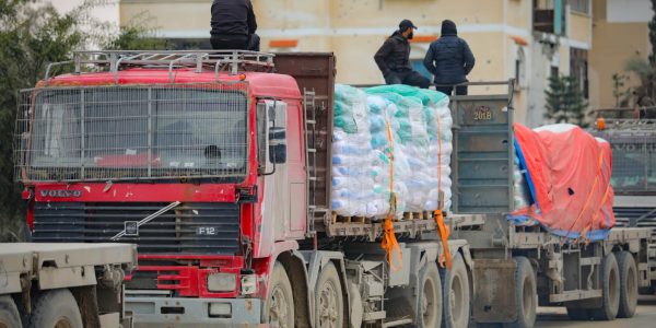 משאית סיוע "הומניטרי" לרצועת עזה. צילום: אלי חסן/פלאש 90