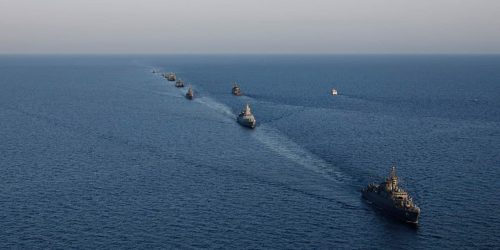 ספינות חיל הים האיראני בתרגיל באוקיינוס ההודי. צילום: לפי סעיף 27 א'