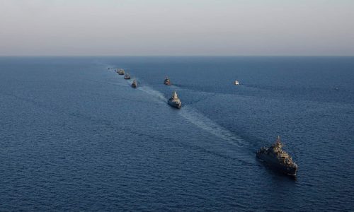 ספינות חיל הים האיראני בתרגיל באוקיינוס ההודי. צילום: לפי סעיף 27 א'
