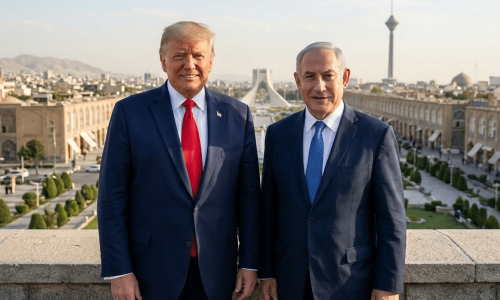 נתניהו וטראמפ על רקע איראן.