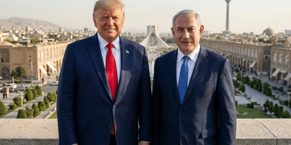 נתניהו וטראמפ על רקע איראן.