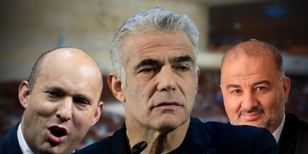 בנט לפיד ועבאס //צילום: פלאש 90, דוברות - כנסת. עיבוד: אבי וולפסון