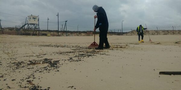 איסוף זפת בחופים לפני כשנה // צילום: עיריית ראשון לציון