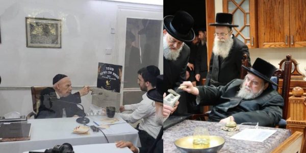 הגר"ג אדלשטיין והאדמו"ר מבעלזא מניחים את אבן הפינה
