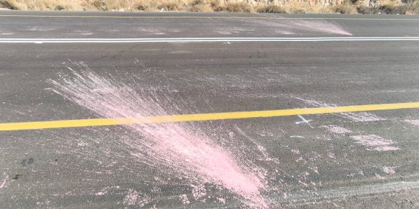 בקבוק צבע על כביש גלעד בשומרון. צילום: באדיבות המצלם