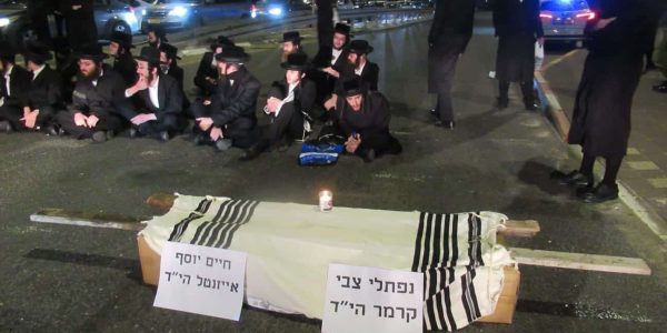 הארון שהוצג בהפגנה