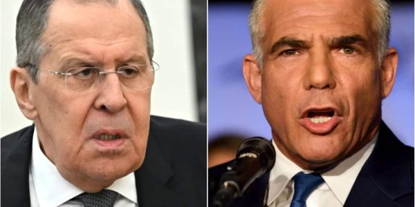 שר החוץ יאיר לפיד, שר החוץ הרוסי סרגי לברוב// צילום: פלאש 90, דוברות הקרמלין