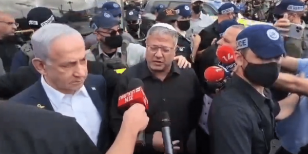 השר בן גביר ונתניהו בזירת הפיגוע