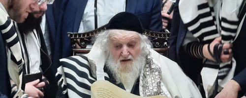 הגר"מ שטרנבוך בקריאת המגילה ביום הפורים// צילום: משה לדרמן