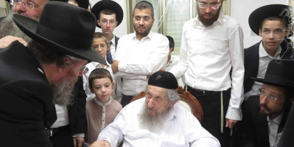 הגרמ''ב זילברברג בביקור בסוכת מרן הגר''ד לנדו. באדיבות המצלם (2)